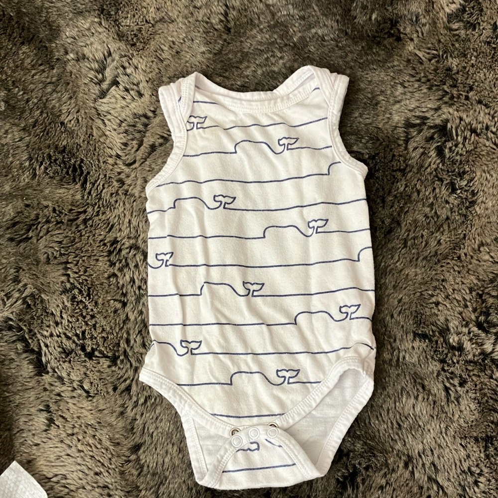 White and Blue Striped Kids One Piece